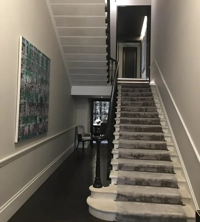 Period staircase and hallway redecorated